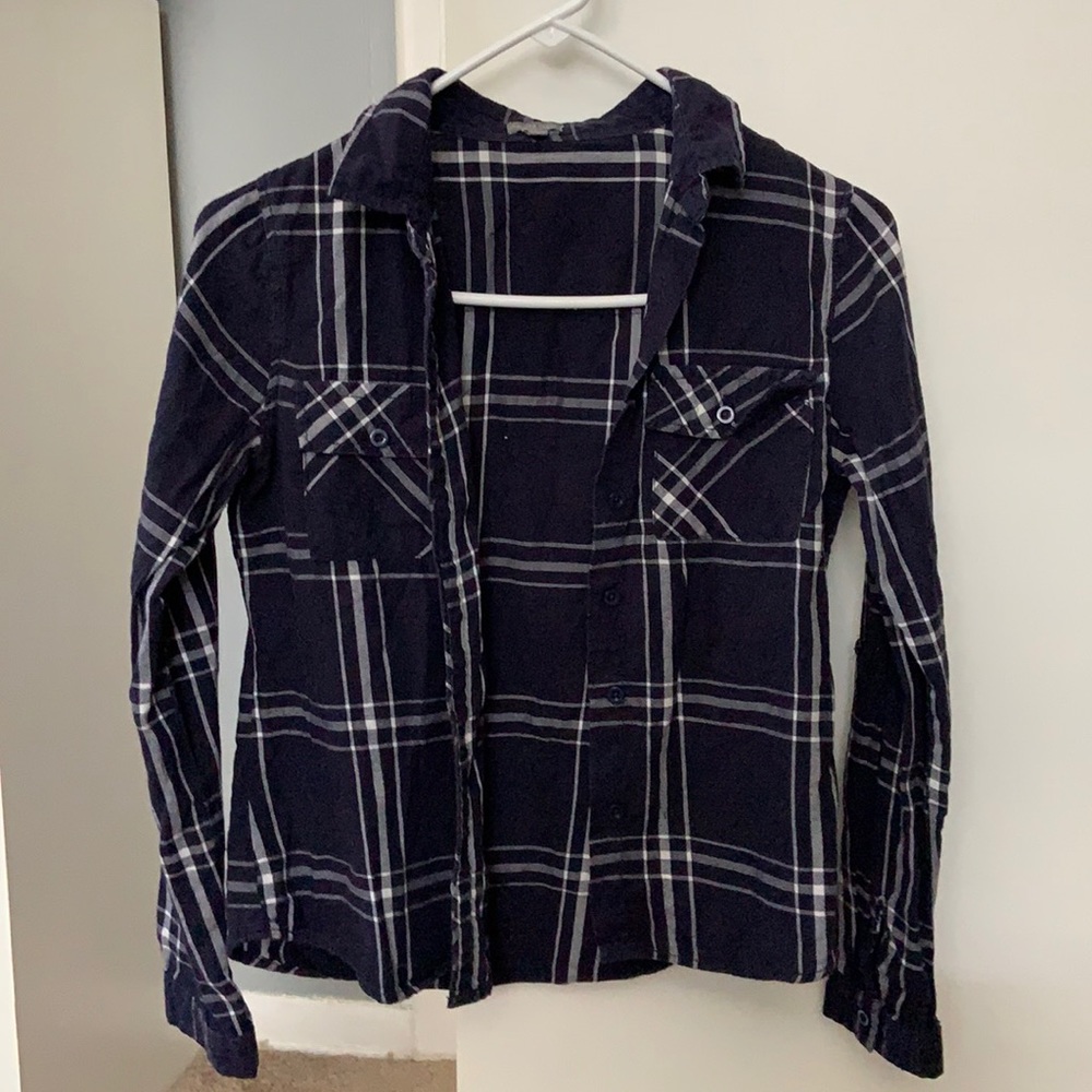 Navy and white flannel